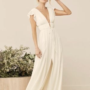 Lulu's I'm All Yours Maxi Dress in Cream Size M